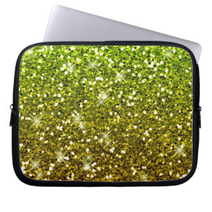 Shimmering Light Green Gold Glitters Laptop Sleeve