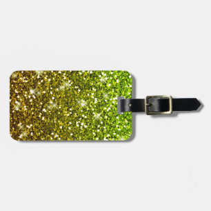 Shimmering Light Green Gold Glitters Luggage Tag