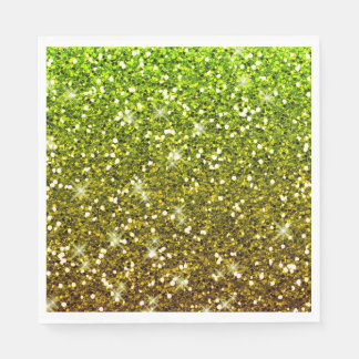 Shimmering Light Green Gold Glitters Napkin