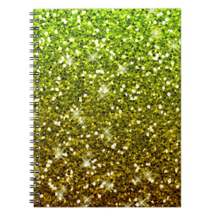 Shimmering Light Green Gold Glitters Notebook