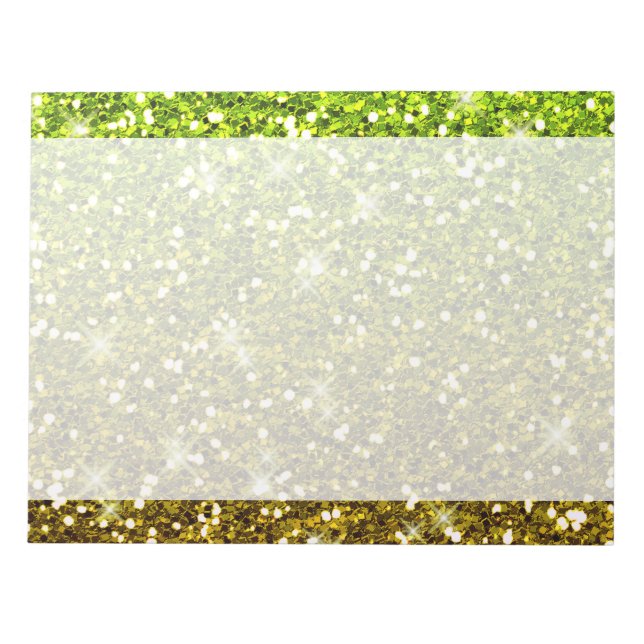 Shimmering Light Green Gold Glitters Notepad (Front)