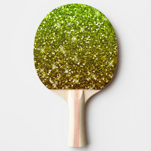 Shimmering Light Green Gold Glitters Ping Pong Paddle