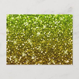Shimmering Light Green Gold Glitters Postcard