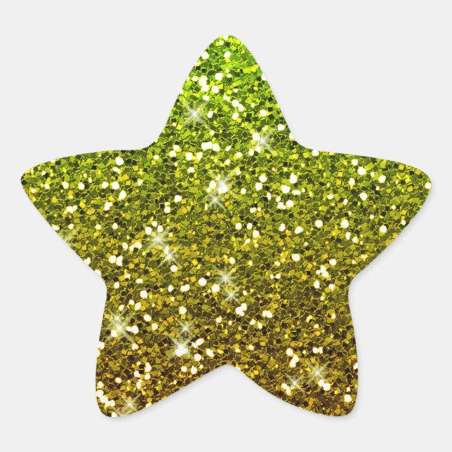 Shimmering Light Green Gold Glitters Star Sticker (Front)
