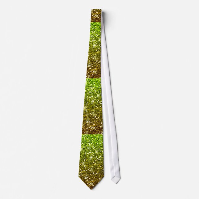 Shimmering Light Green Gold Glitters Tie (Front)