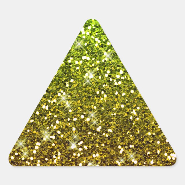 Shimmering Light Green Gold Glitters Triangle Sticker (Front)