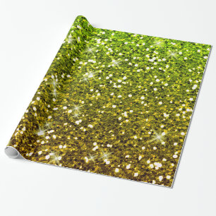 Shimmering Light Green Gold Glitters Wrapping Paper