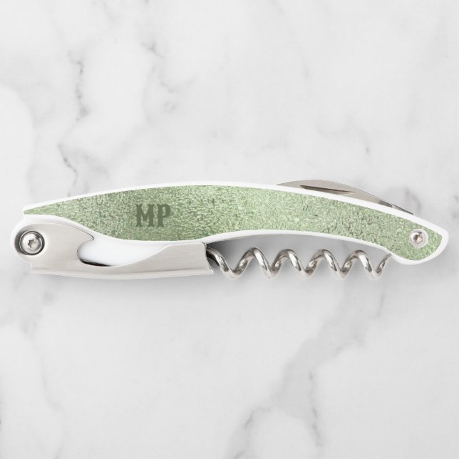 Shimmering light green iridescent texture corkscrew (Front)