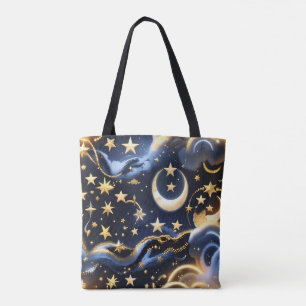 Shimmering Luxury Celestial Moon Phases Accessory Tote Bag