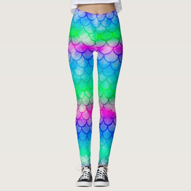 Shimmering Mermaid Scales Leggings (Front)