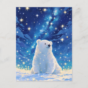 Shimmering Milky Way Polar Bear Starry Sky Postcard