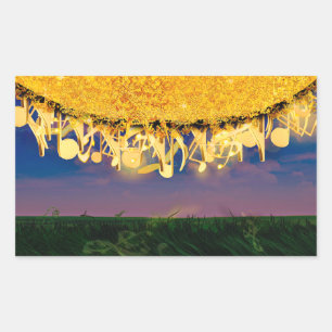 Shimmering Notes of Gold Rectangular Sticker