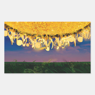 Shimmering Notes of Gold Rectangular Sticker