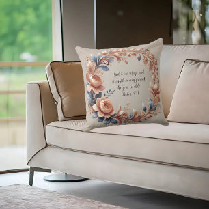 Shimmering Peach and Blue Customisable Bible Verse Cushion