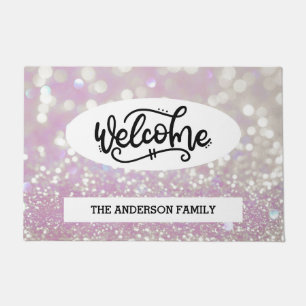 Shimmering Pink Bokeh Welcome Doormat