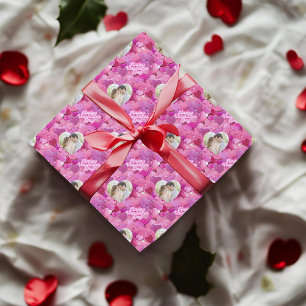 Shimmering Pink Hearts Custom Photo Wrapping Paper