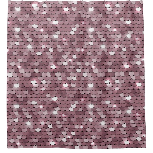 Shimmering Pink Sequined Fabric Texture Shower Curtain (Front)