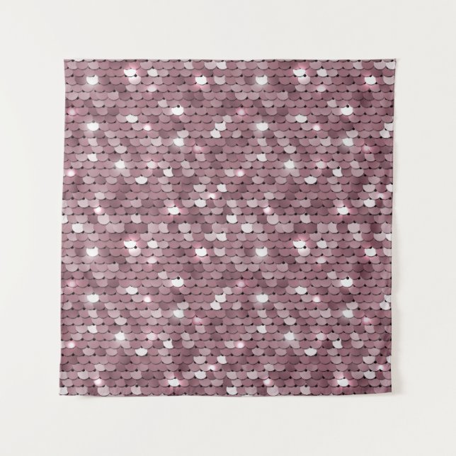 Shimmering Pink Sequined Fabric Texture Tapestry (Front)