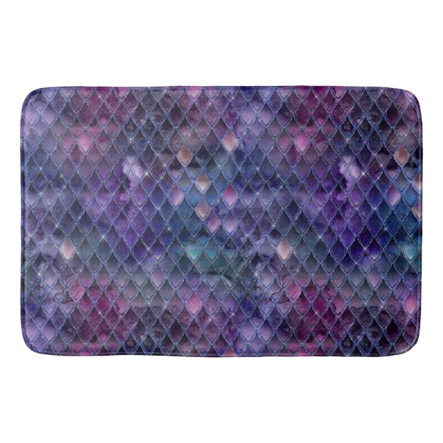 Shimmering Purple Ombre & Glitter Dragon Scales Bath Mat (Front)