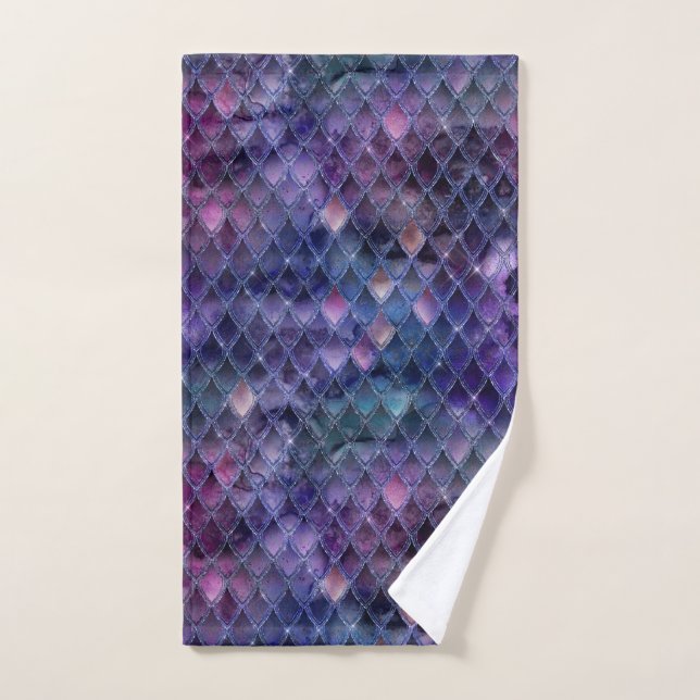 Shimmering Purple Ombre & Glitter Dragon Scales Hand Towel (Hand Towel)