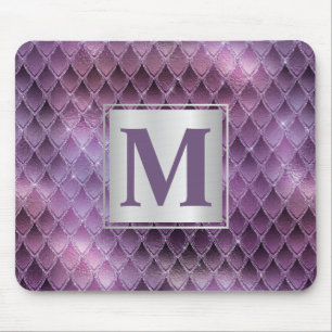 Shimmering Purple Ombre & Glitter Dragon Scales Mouse Pad