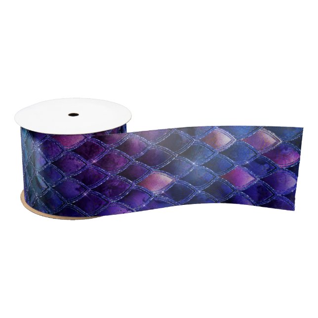 Shimmering Purple Ombre & Glitter Dragon Scales Satin Ribbon (Spool)