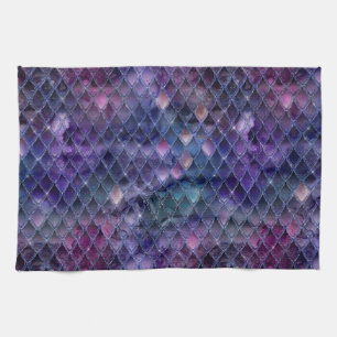 Shimmering Purple Ombre & Glitter Dragon Scales Tea Towel