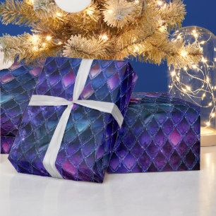Shimmering Purple Ombre & Glitter Dragon Scales Wrapping Paper
