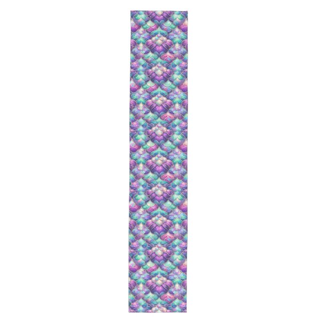 Shimmering Purple Teal Mermaid Tail Scales  Medium Table Runner (Front)