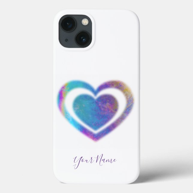 Shimmering rainbow hearts with your Name Case-Mate iPhone Case (Back)
