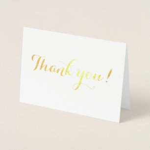 Shimmering Real Gold Thank you Typography Wedding Foil Card
