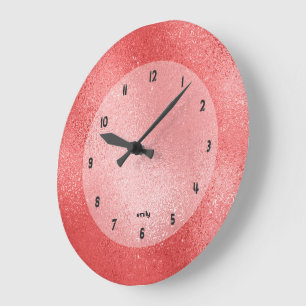 Shimmering red background image texture large clock