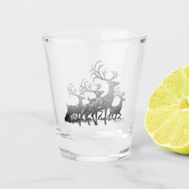 Shimmering Reindeers shot glass (Front)