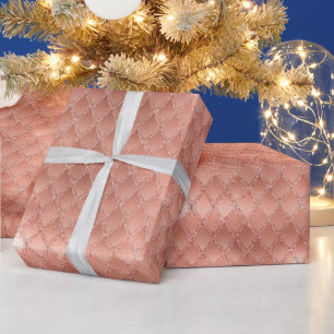 Shimmering Rose Gold Glitter Dragon Scales Wrapping Paper