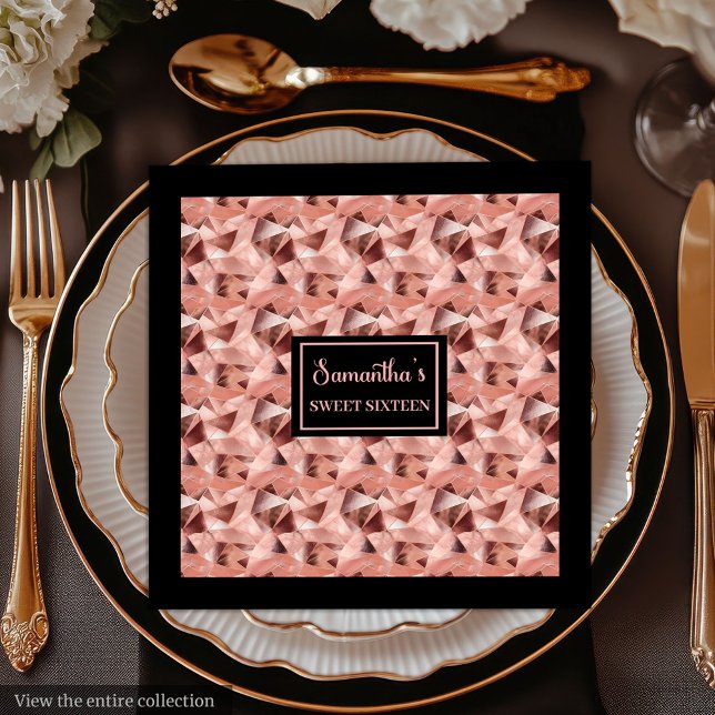 Shimmering Rose Gold Personalised Napkins Luxury (Shimmering Rose Gold Napkins Luxury Celebration)