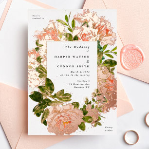 Shimmering Rose Gold Romance Watercolor Wedding