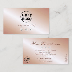 Shimmering Rose Gold Sparkling Diamonds with Logo Business Card