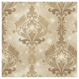 Shimmering Royal Luxury Gold Damask Floral Pattern Fabric
