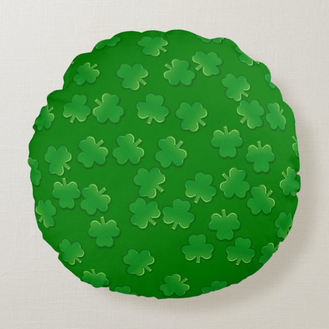 Shimmering Shamrocks Round Cushion (Front)