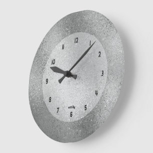 Shimmering silver background image texture large clock