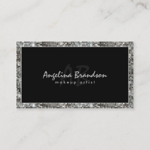 Shimmering Silver Border Makeup Artist Damask Card