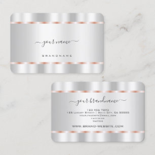 Shimmering Silver Glamourous Rose Gold Lines Modis Business Card