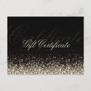 Shimmering Silver Glitter Black Gift Certificate Postcard