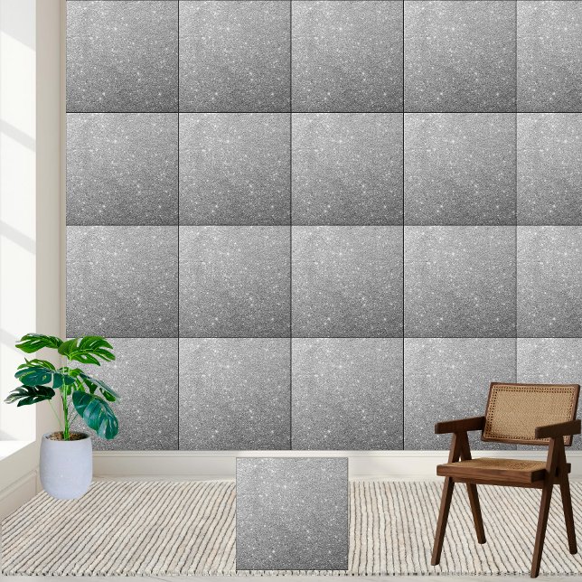 Shimmering Silver Glitter Ceramic Tile (Shimmering Silver Glitter Ceramic Tile)