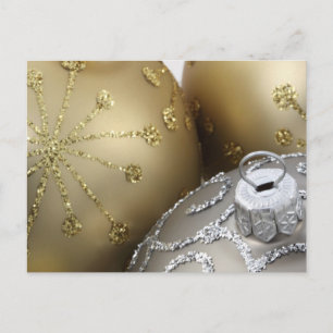 Shimmering Silver & Gold Christmas Balls Holiday Postcard