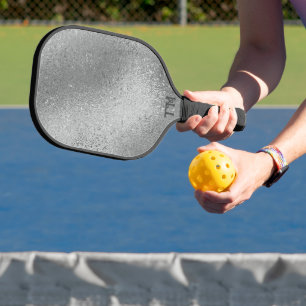 Shimmering silver-gray iridescent texture pickleball paddle
