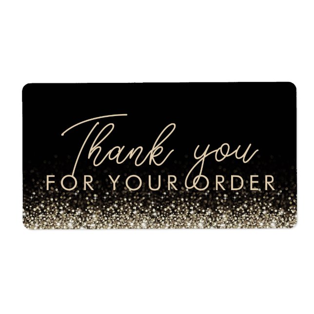 Shimmering Silver Star Glitter Thank You Label (Front)