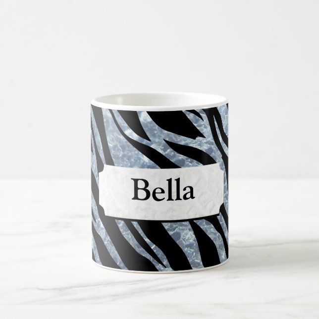 Shimmering Silver Zebra Stripes Coffee Mug (Center)