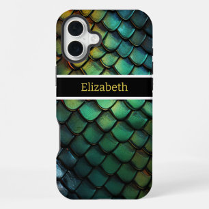 Shimmering snakeskin glows with colours iPhone 16 plus case