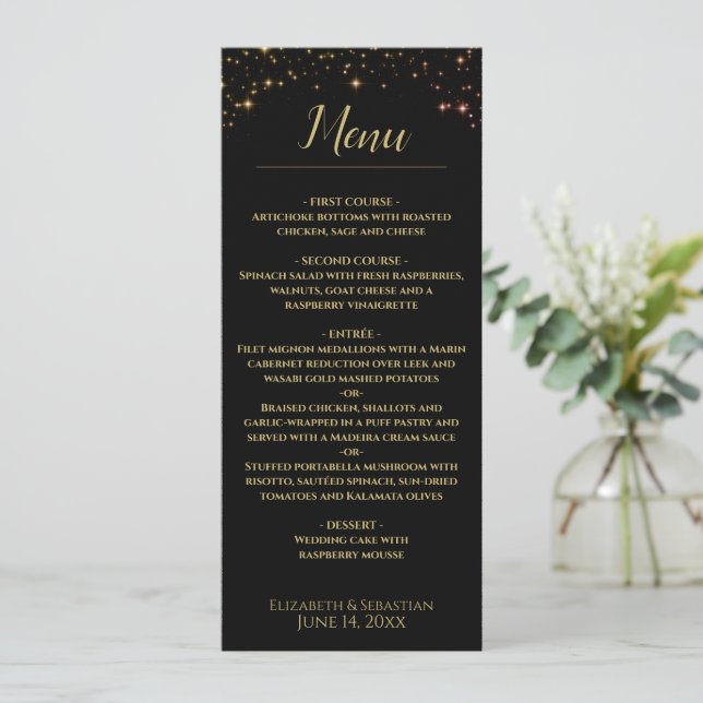 Shimmering Sparkles Wedding Menu (Standing Front)